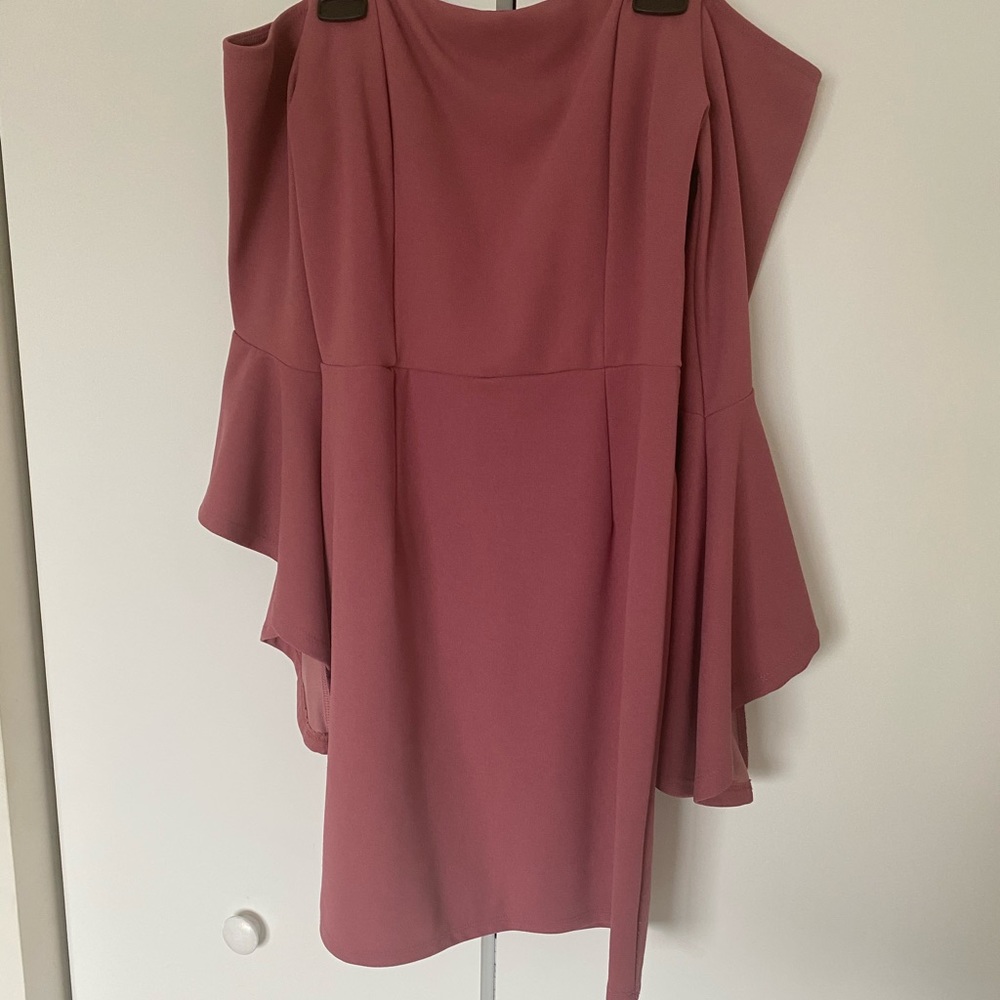 Coral/Purble Midi Pencil dress with sleeves